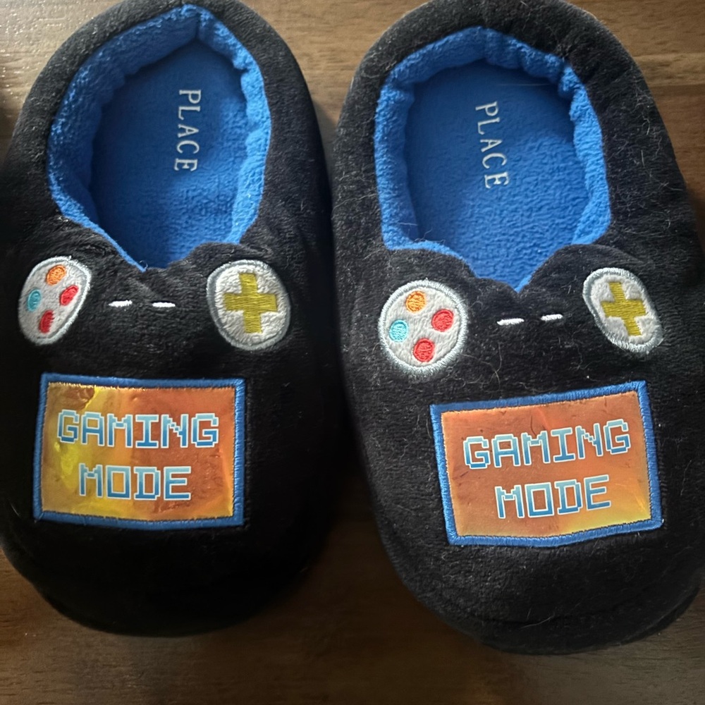 The Children's Place Black and Blue Gaming Slippers